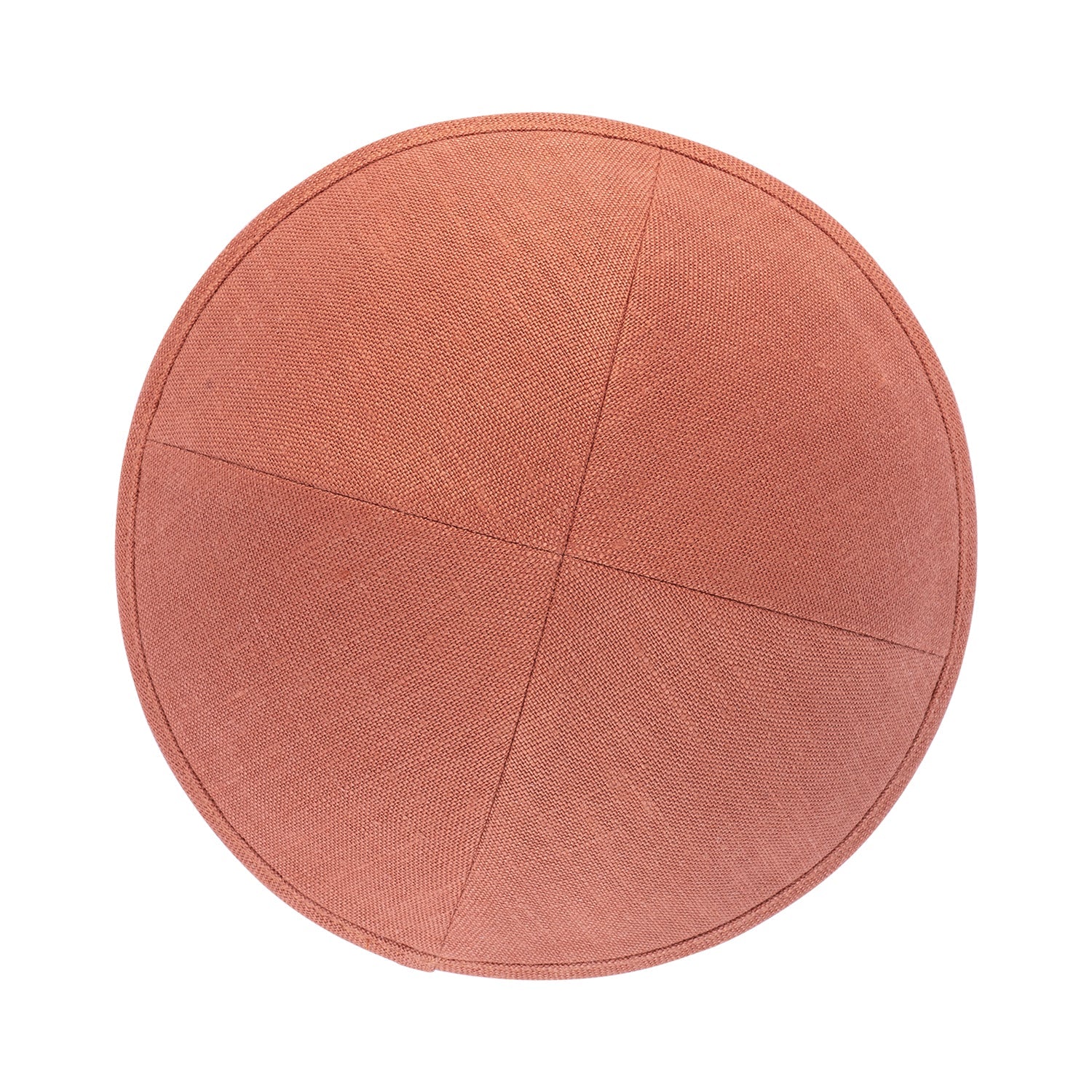 Coral Linen Kippah - side view showing six-panel design