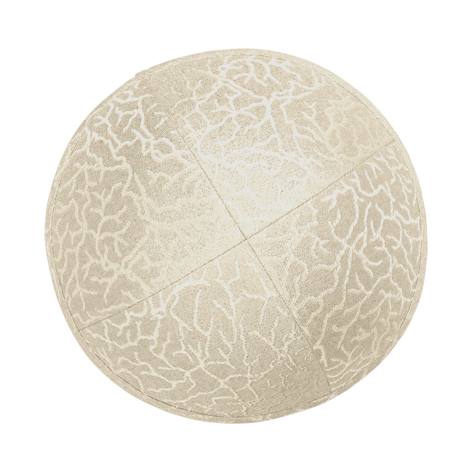 Cream Cotton Kippah - side view showing six-panel design