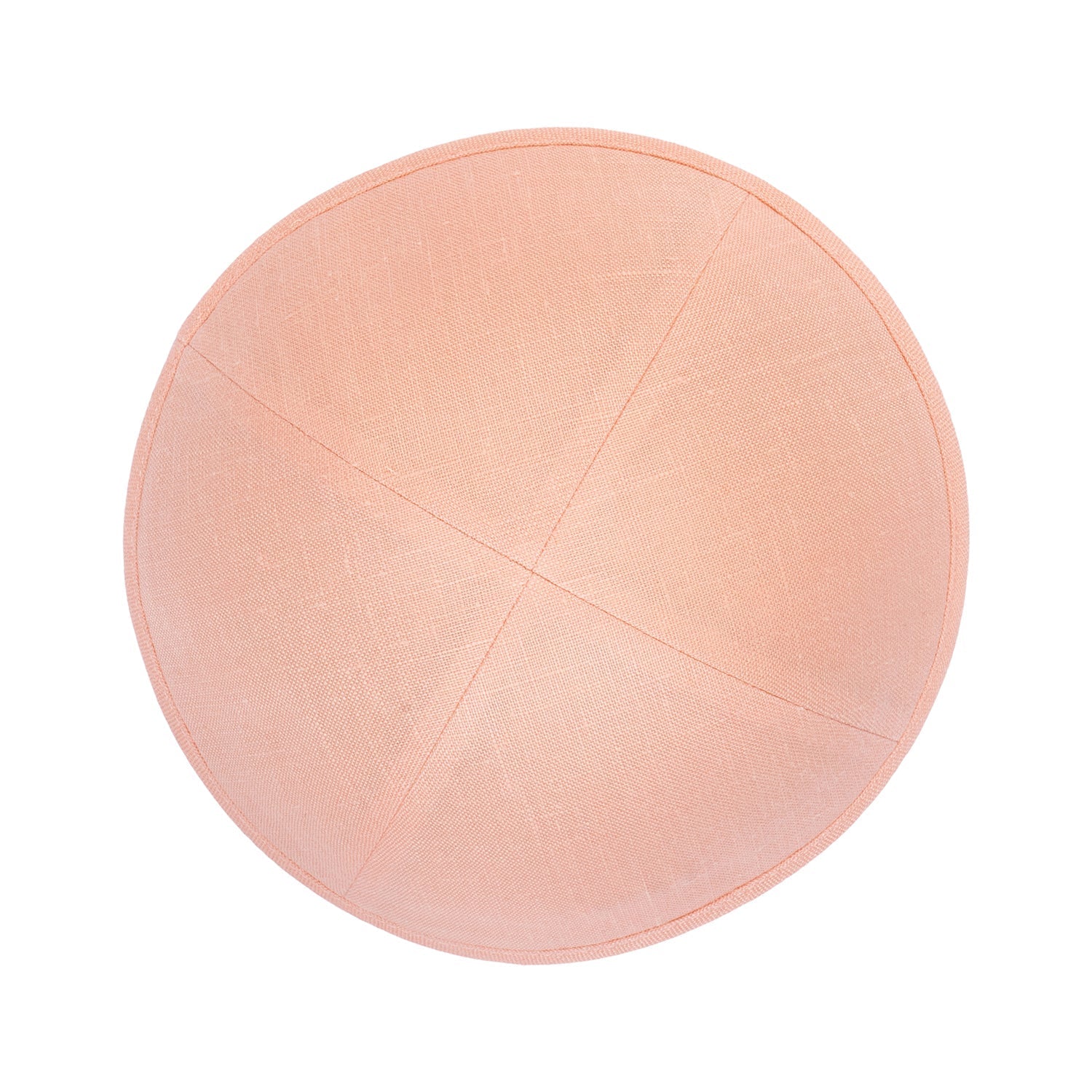 Salmon Linen Kippah - side view showing six-panel design