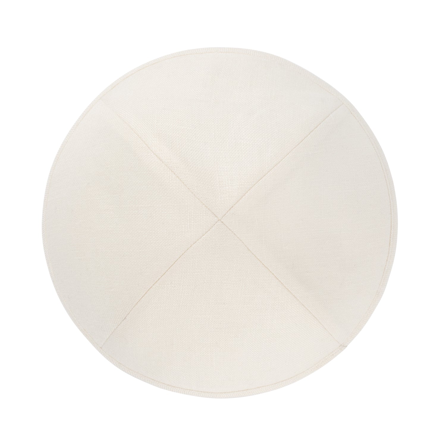 Ivory Linen Kippah - side view showing six-panel design