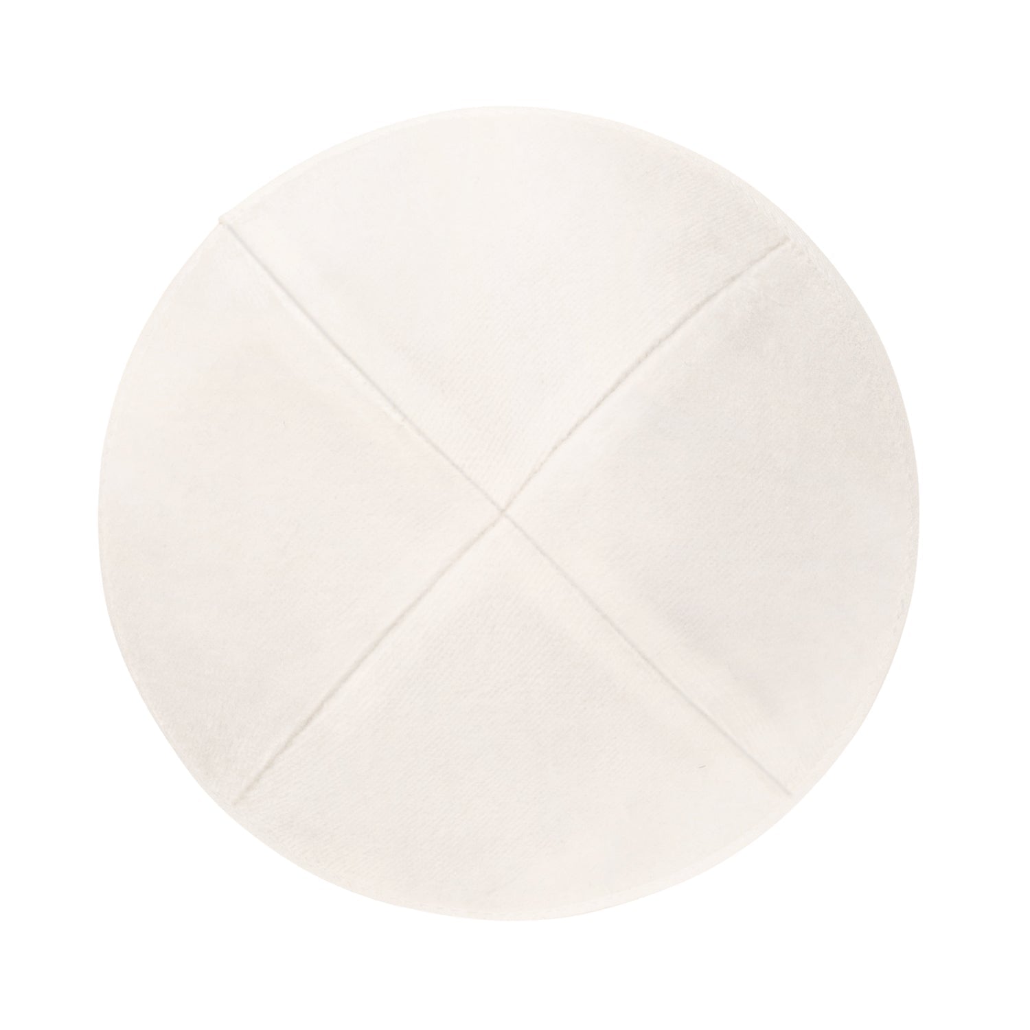 White Velvet Kippah - side view showing six-panel design