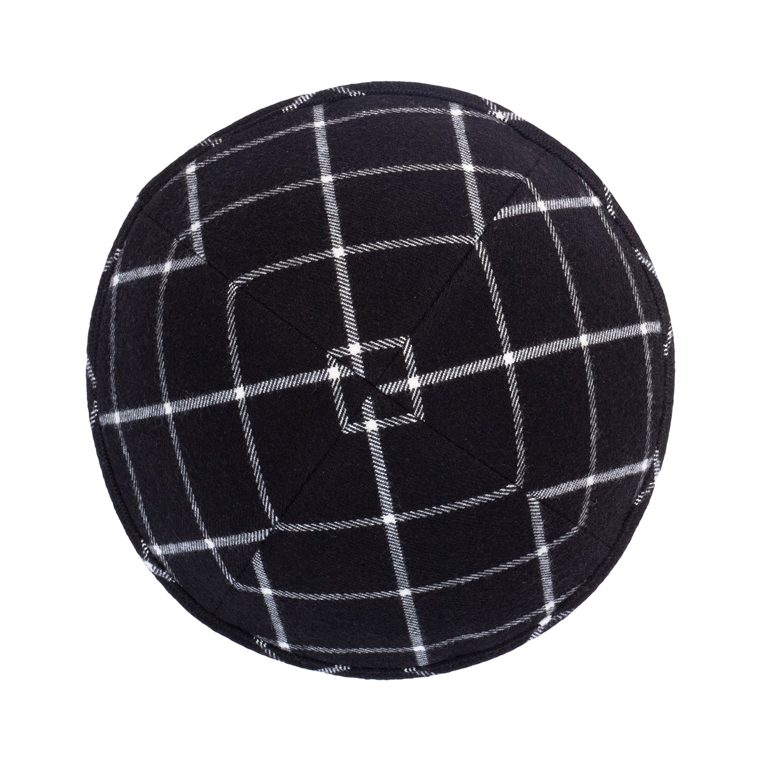Wool Kippah - side view showing six-panel design