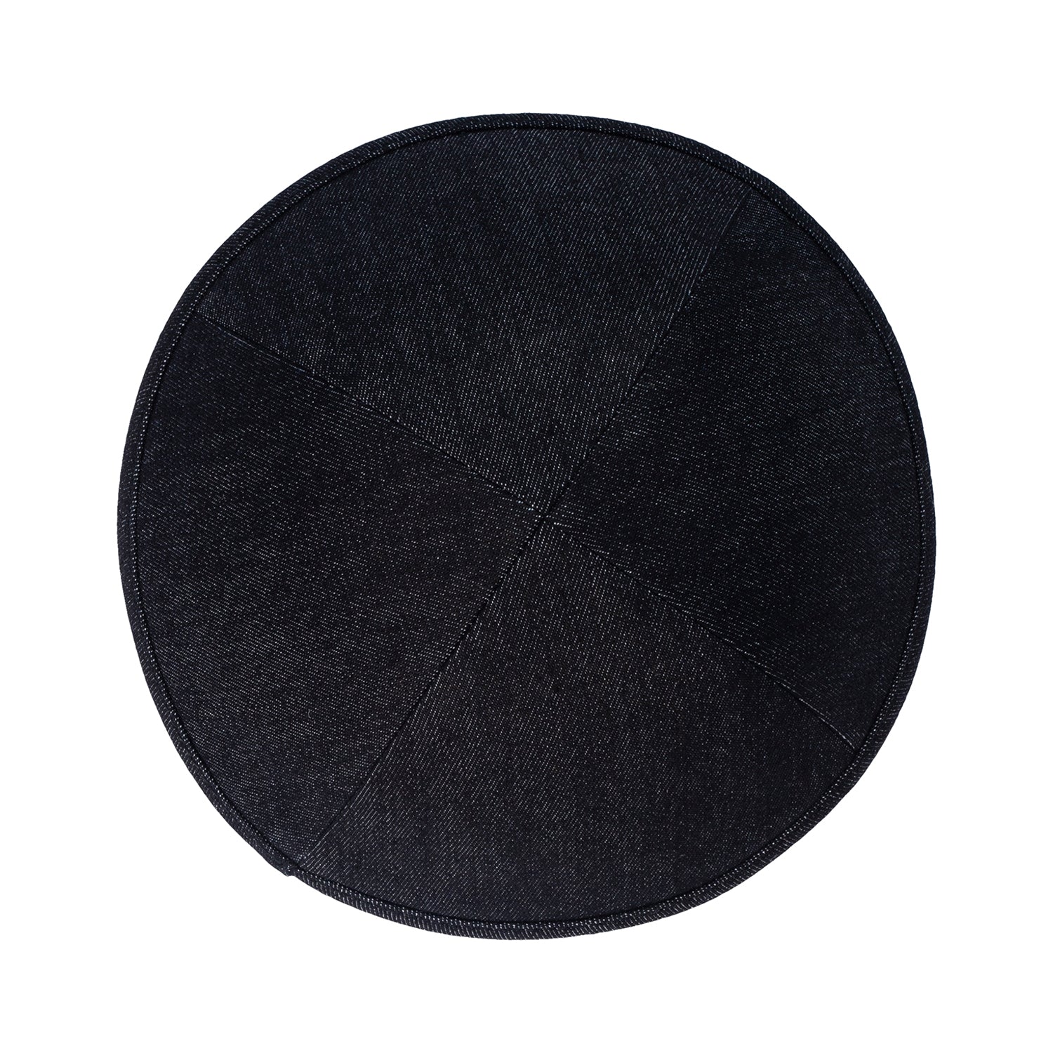 Black Denim Kippah - side view showing six-panel design
