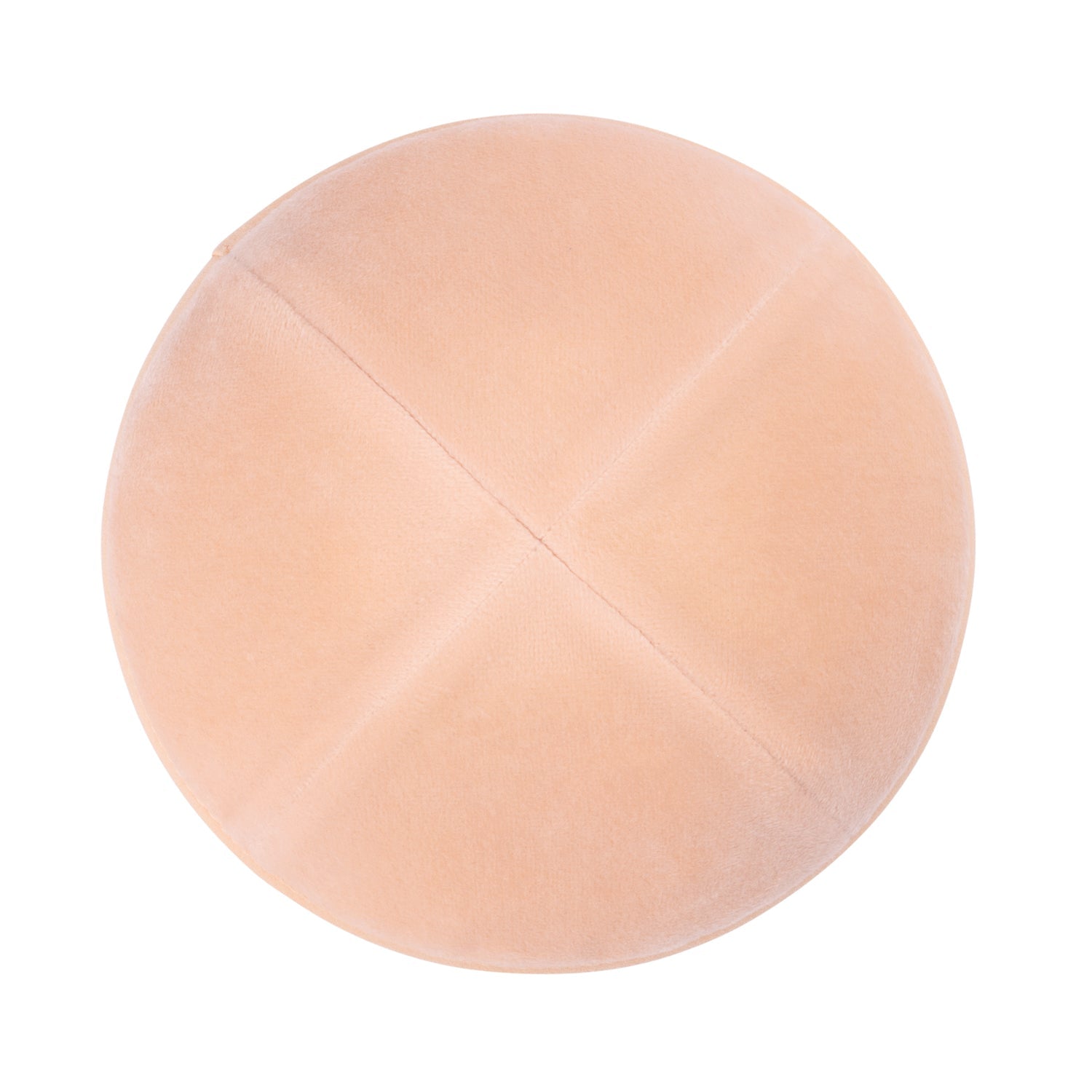 Peach Velvet Kippah - side view showing six-panel design