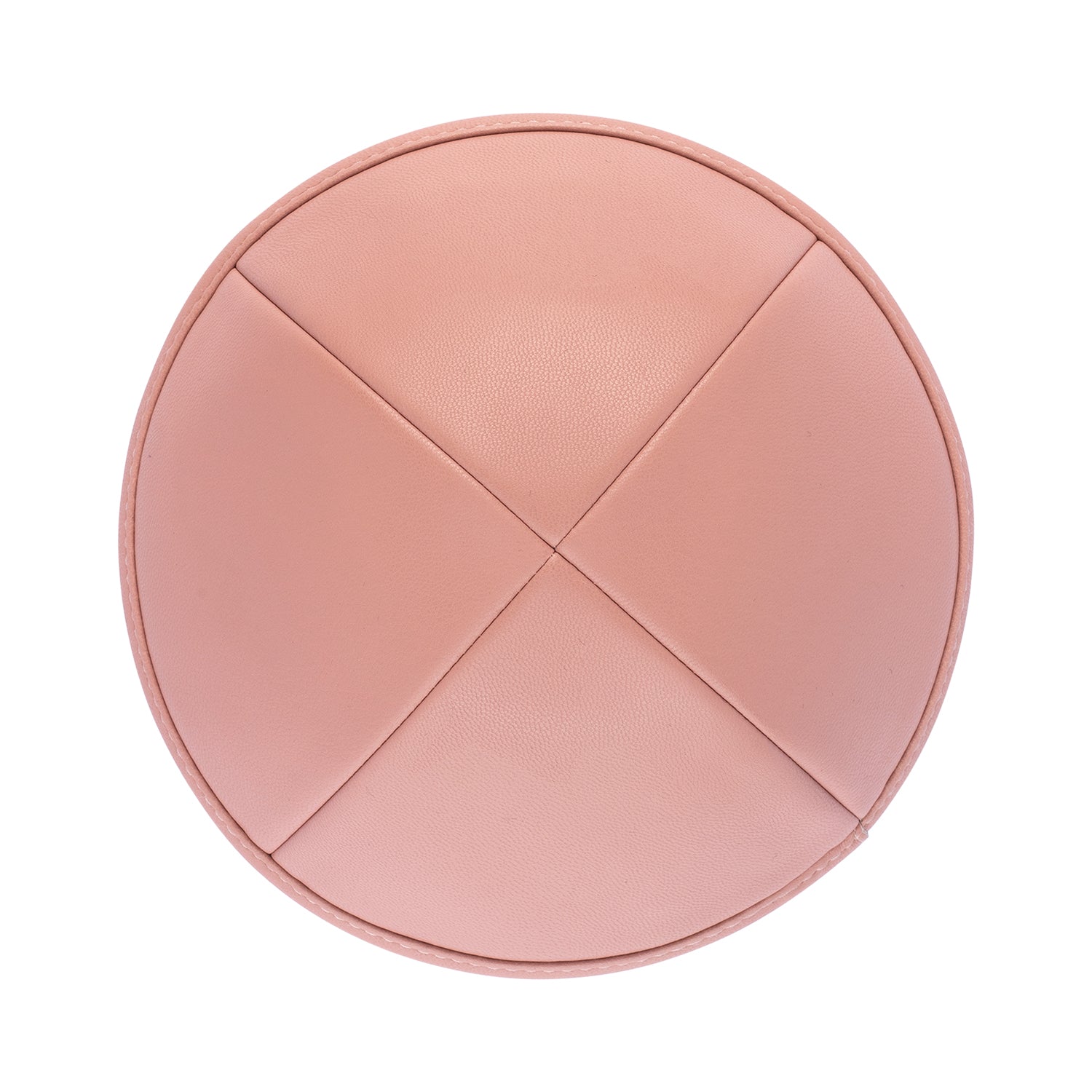 Salmon Leather Kippah - side view showing six-panel design
