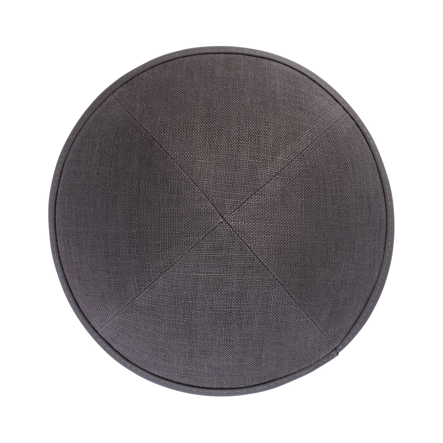 Gray Linen Kippah - side view showing six-panel design