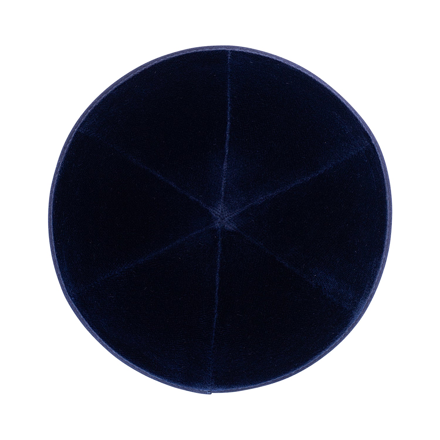 Navy Velvet Kippah - side view showing six-panel design