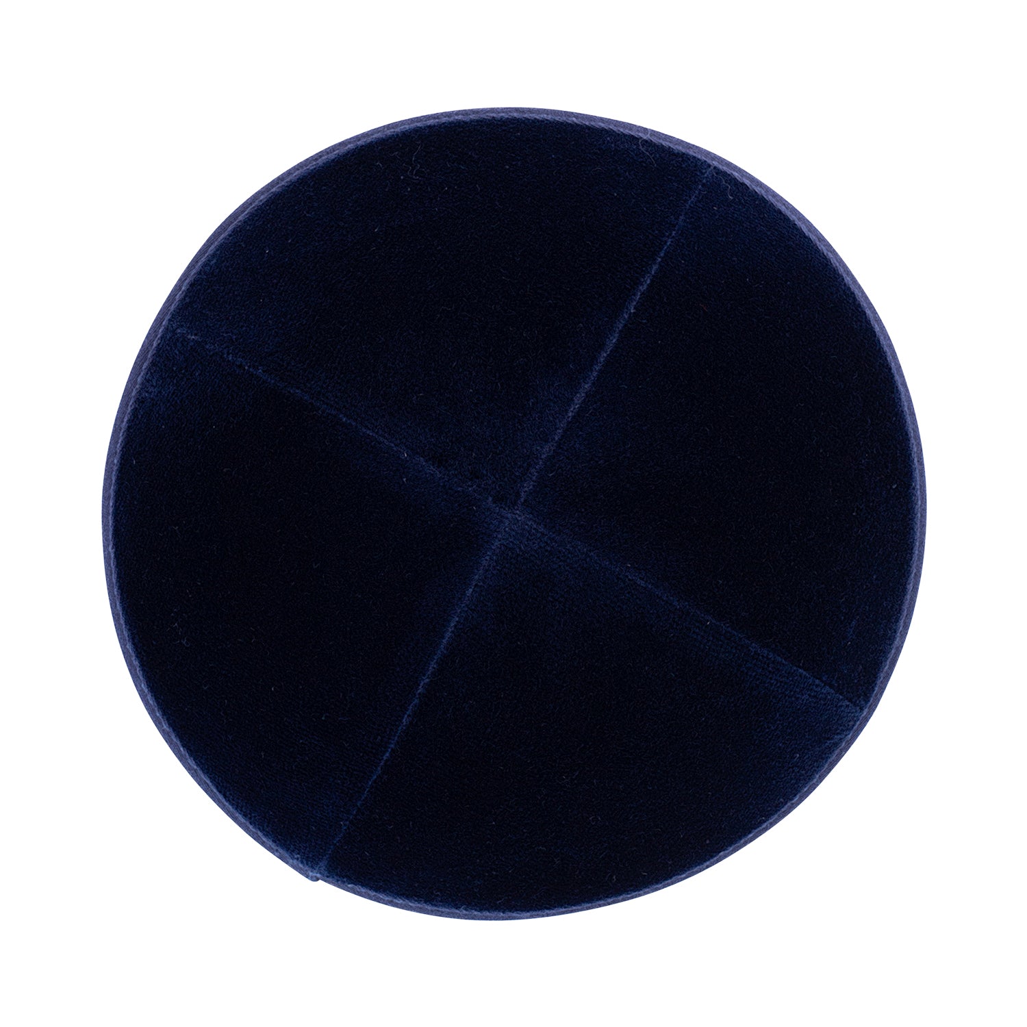 Navy Velvet Kippah - side view showing six-panel design