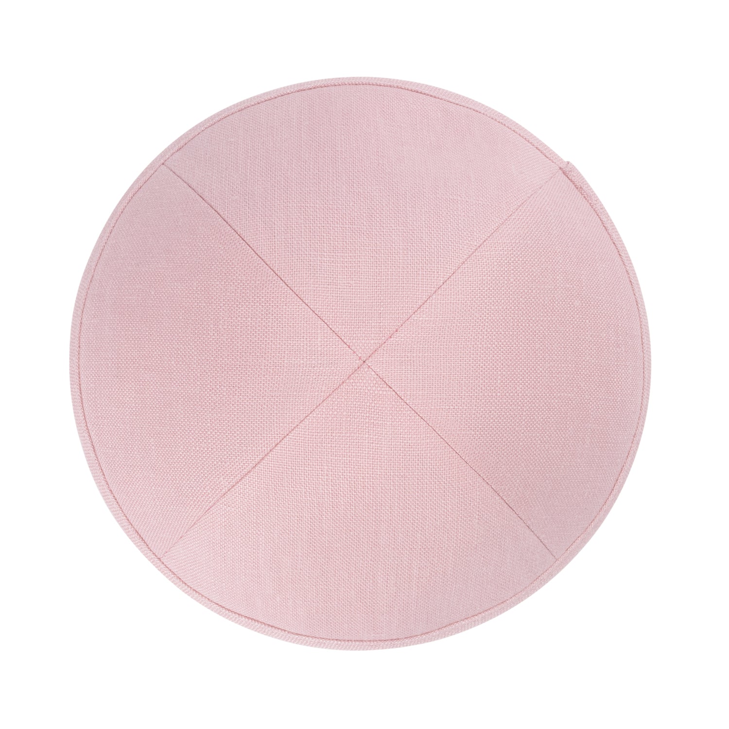 Pink Linen Kippah - side view showing six-panel design