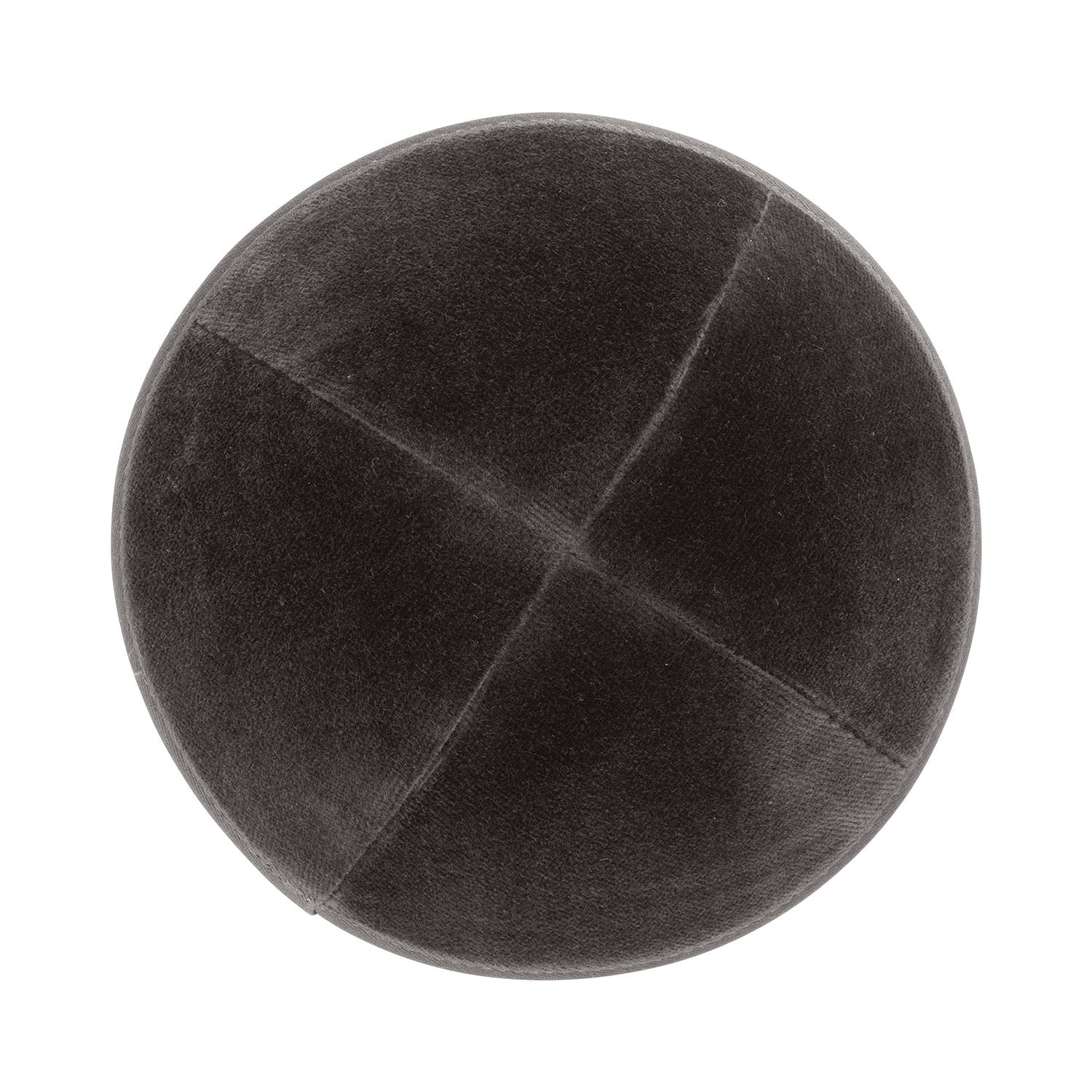 Gray Velvet Kippah - side view showing six-panel design