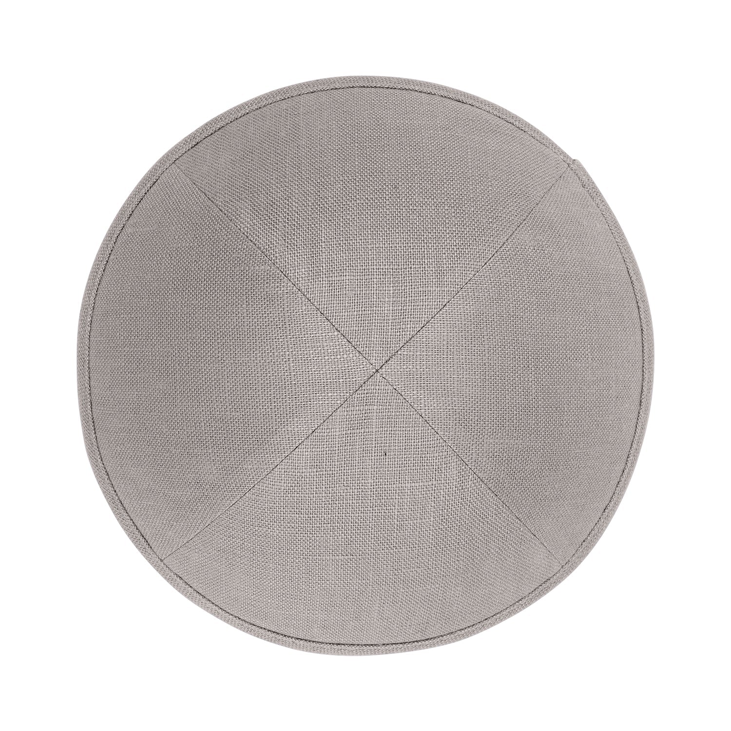 Gray Linen Kippah - side view showing six-panel design