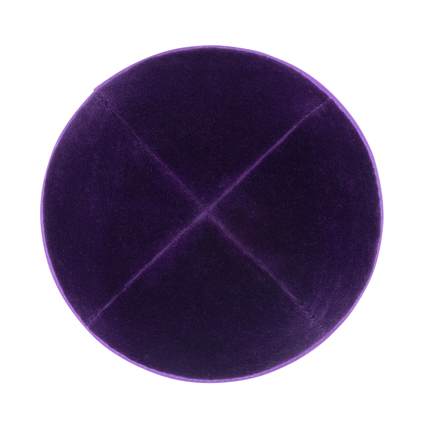 Purple Velvet Kippah - side view showing six-panel design