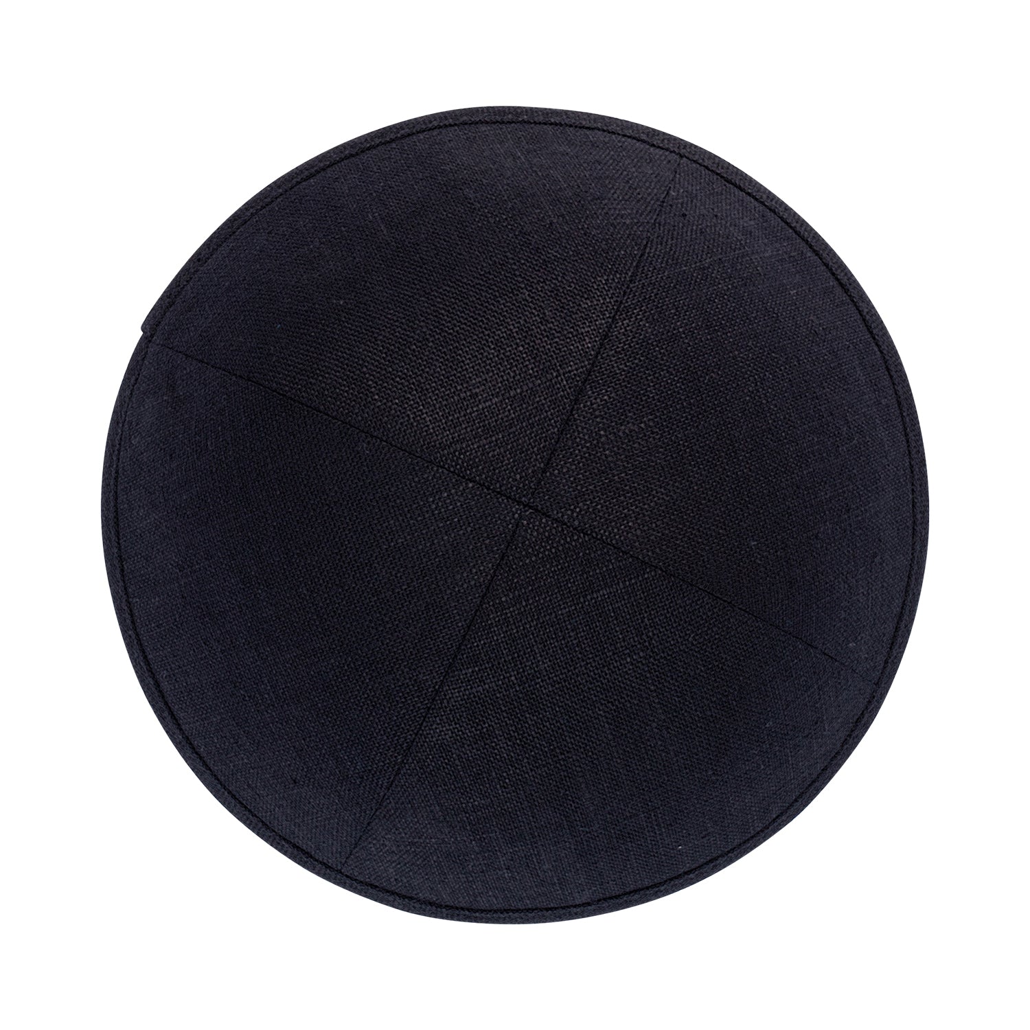 Black Linen Kippah - side view showing six-panel design