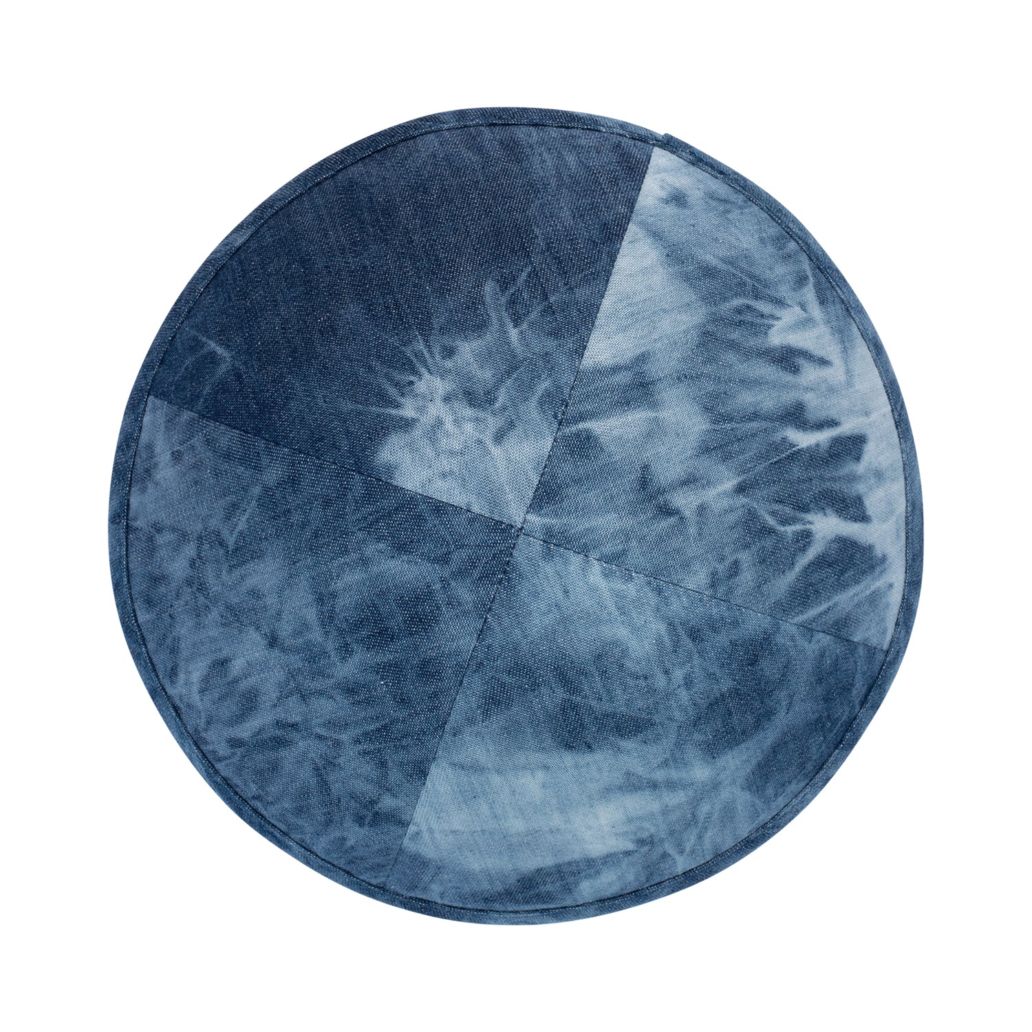 Denim Kippah - side view showing six-panel design