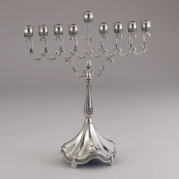 Rite Lite Polished Silvertone Curlicues Menorah, 7 x 8 Inch