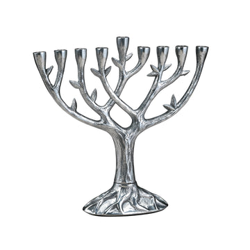Rite Lite Textured Tree of Life Menorah, Antiqued Aluminum, 8.5 Inch High