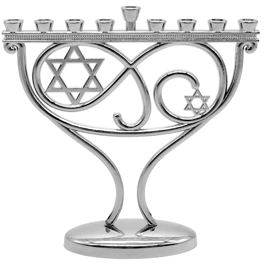 Mini Whimsical Menorah, Chrome Plated