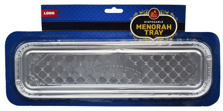 Long Disposable Menorah Tray, 13.5 x 3.5 Inch Foil Drip Tray