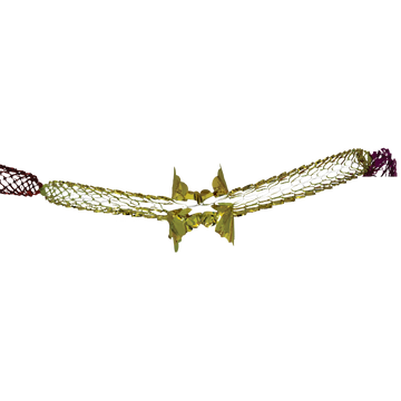 Multicolor openwork decorative chain with hanging leaf shapes and gold-colored center sections