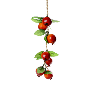 Artificial pomegranates on a hanging vine for sukkah decoration