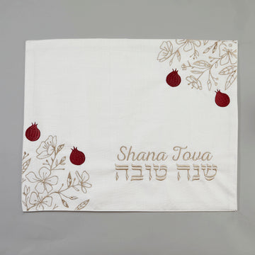 Rite Lite White Rosh Hashana Challah Cover, With Gold Embroidery, Polyester, 16 x 20 Inch