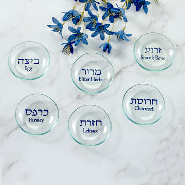Rite Lite Set of 6 Round Glass Seder Plate Liners, Dotted Accents