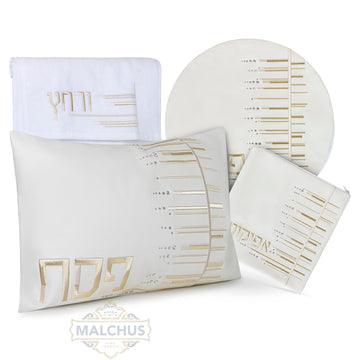 Modd'e Collection all leather Seder set with cowhide fur #654 | Judaica Square Lakewood
