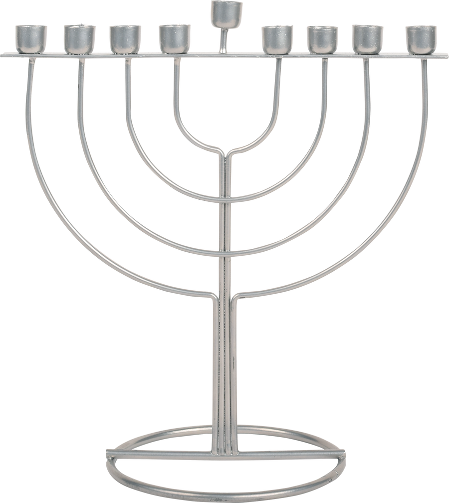 Silver Wireframe Chanukah Menorah, 7.5 x 7.75 Inch
