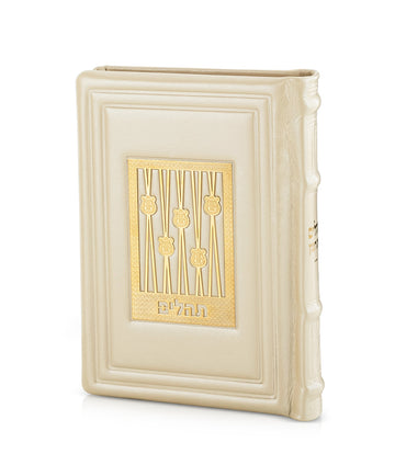Simchonim Chagim style leather Tehillim in cream