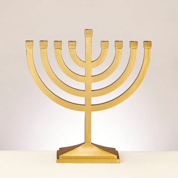 Rite Lite Traditional Satin Gold Finish Menorah, Aluminum, 8.5 x 8.5 Inch