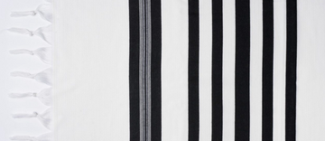 Traditional lined wool tallis with black stripes | Judaica Square Lakewood