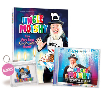 Uncle Moishy Chanukah Book + CD with Free Tzedakah Pouch