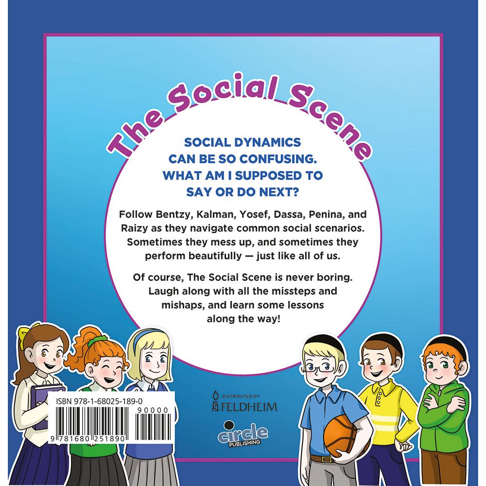 Back cover of The Social Scene by Zahava Emanuel, MSW, with the summary and barcode