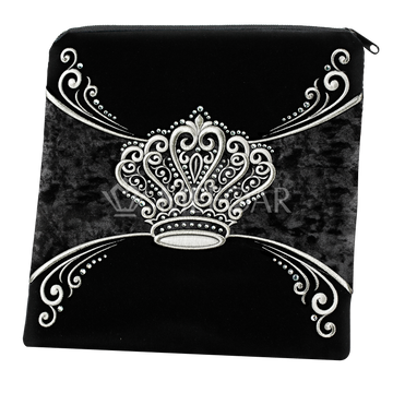 Velvet tallis and tefillin bag set with embroidery and crystal accents, style 398
