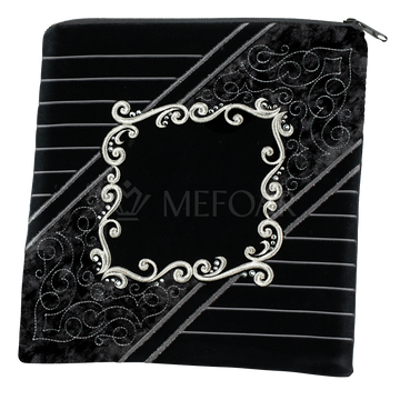 Velvet tallis and tefillin bag set with embroidery and crystal accents, style 406
