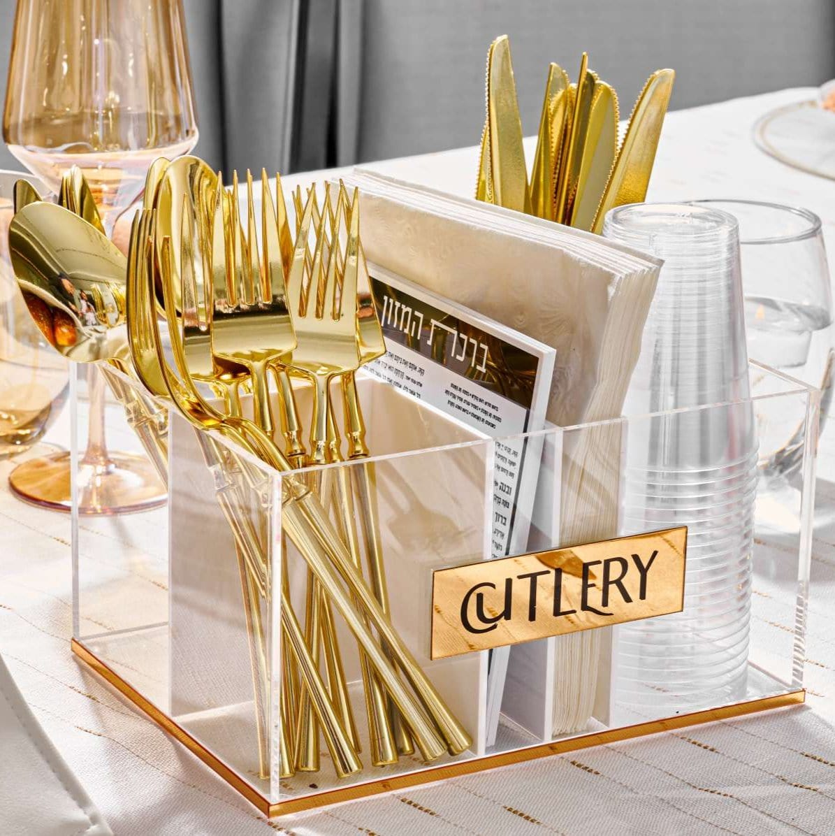 Classic Silverware Caddy Bencher Card — detail view | Judaica Square Lakewood