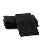 Set of 2 Black Initial Embossed Finger Towel
