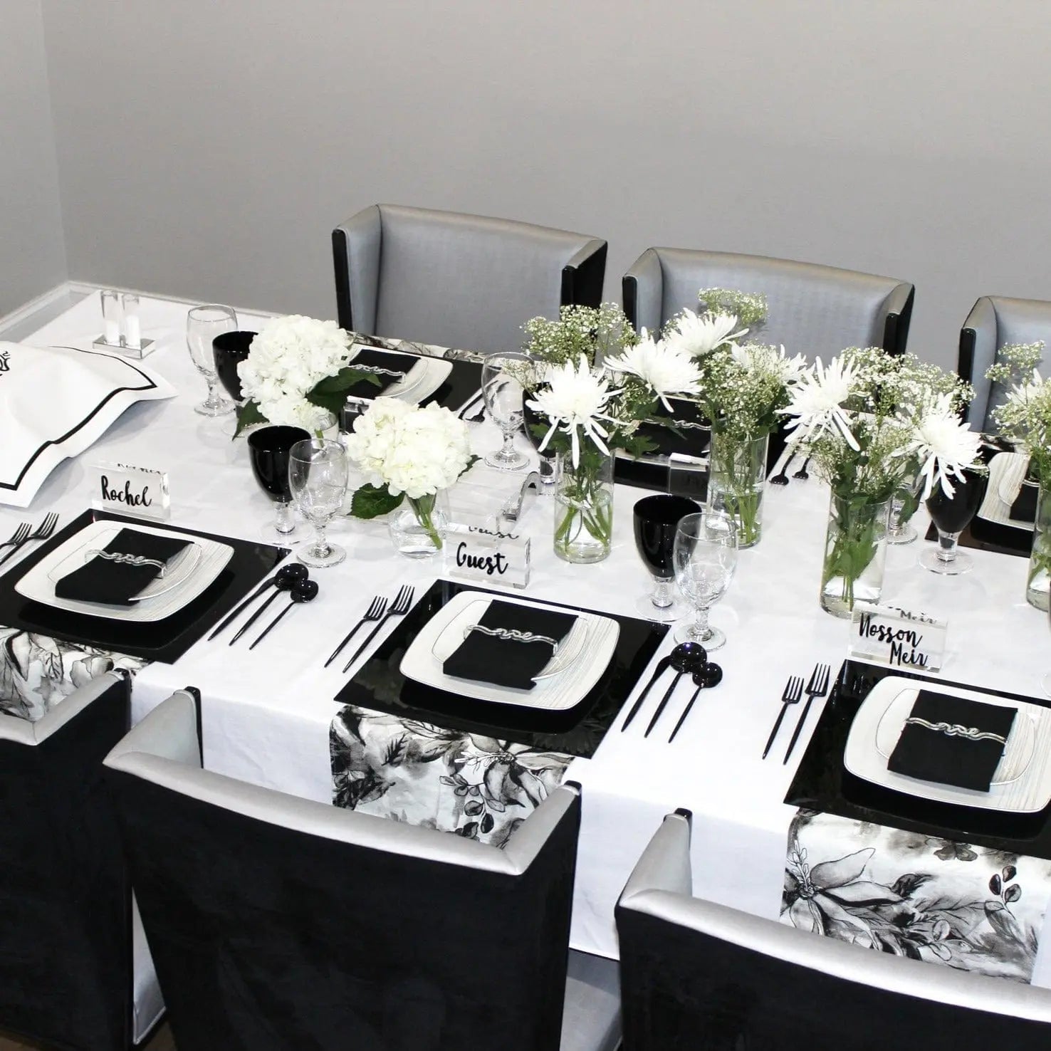 Black & White Tablescape | Judaica Square Lakewood
