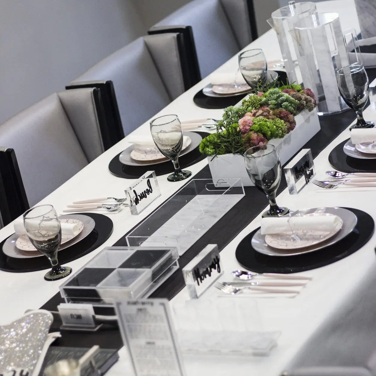 Blush Gray Tablescape | Judaica Square Lakewood