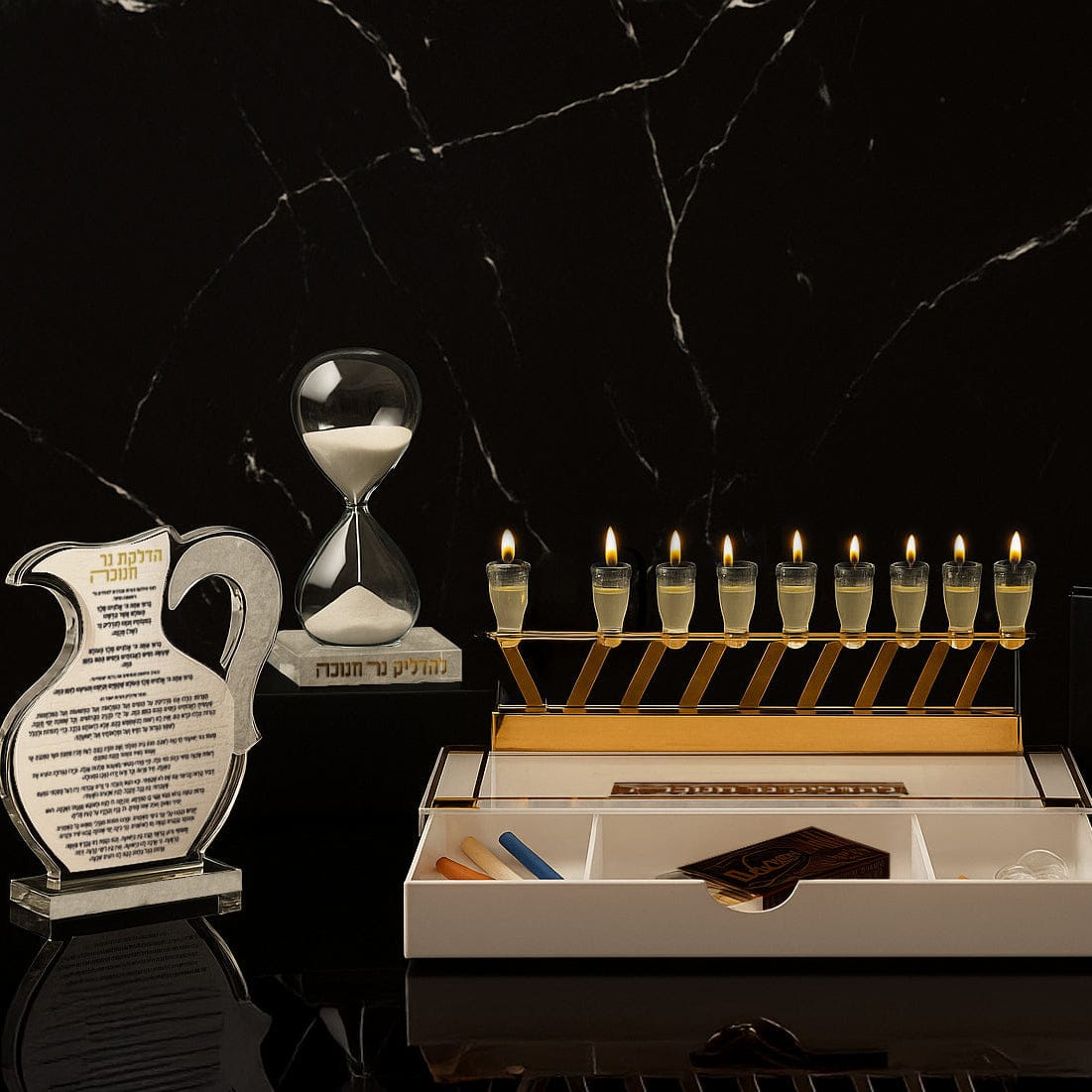 Pearlstone Oil Jug Chanukah Block | Judaica Square Lakewood