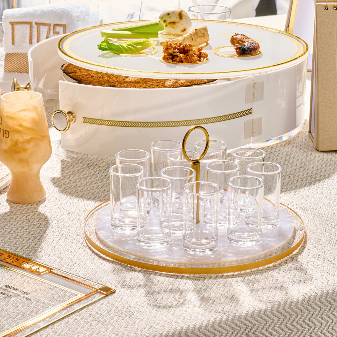 Classic Pearlstone Liquor Set — detail view | Judaica Square Lakewood