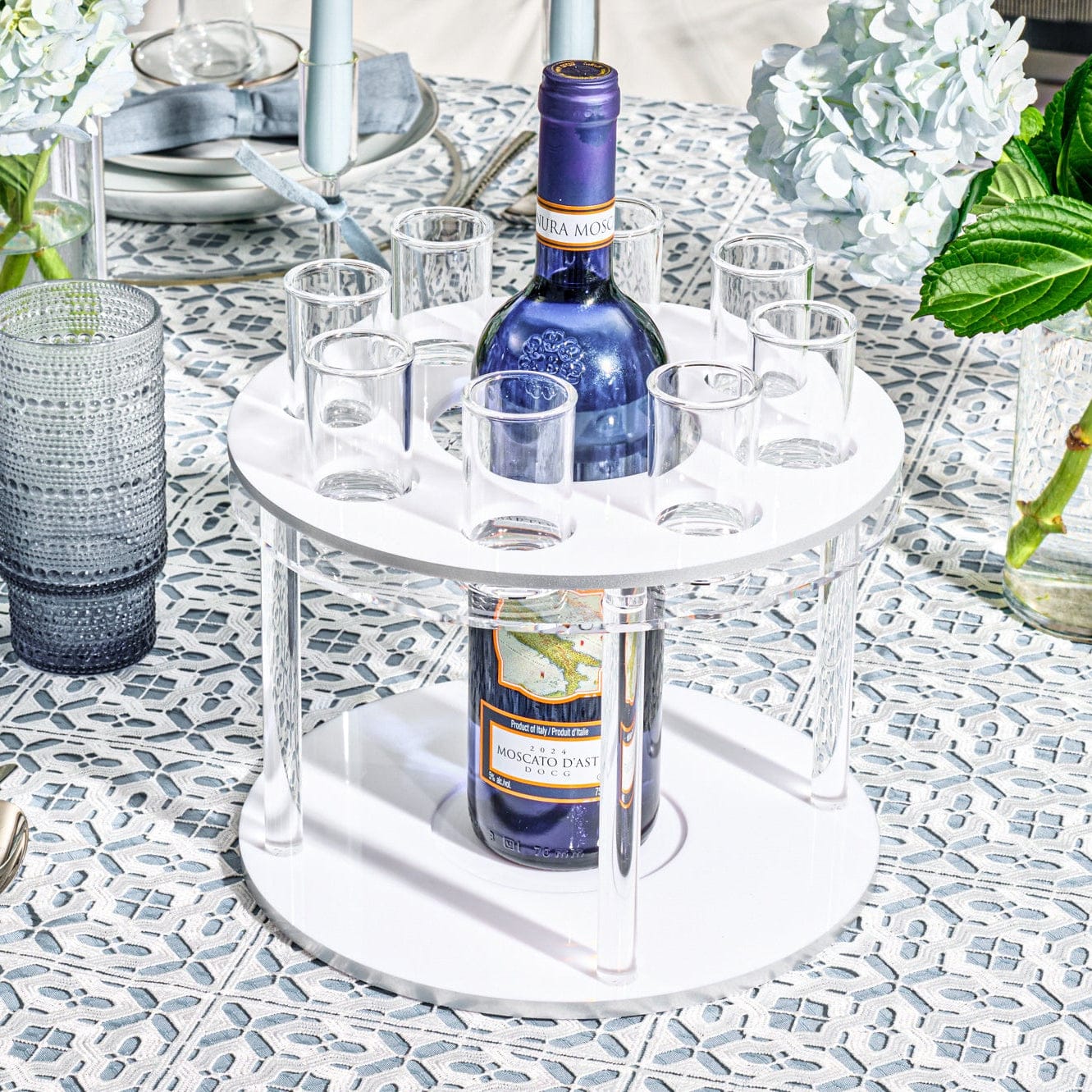 Classic Round Liquor Set — detail view | Judaica Square Lakewood