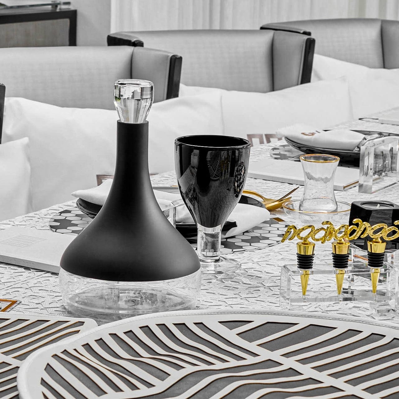 Contemporary Wine Decanter — detail view | Judaica Square Lakewood