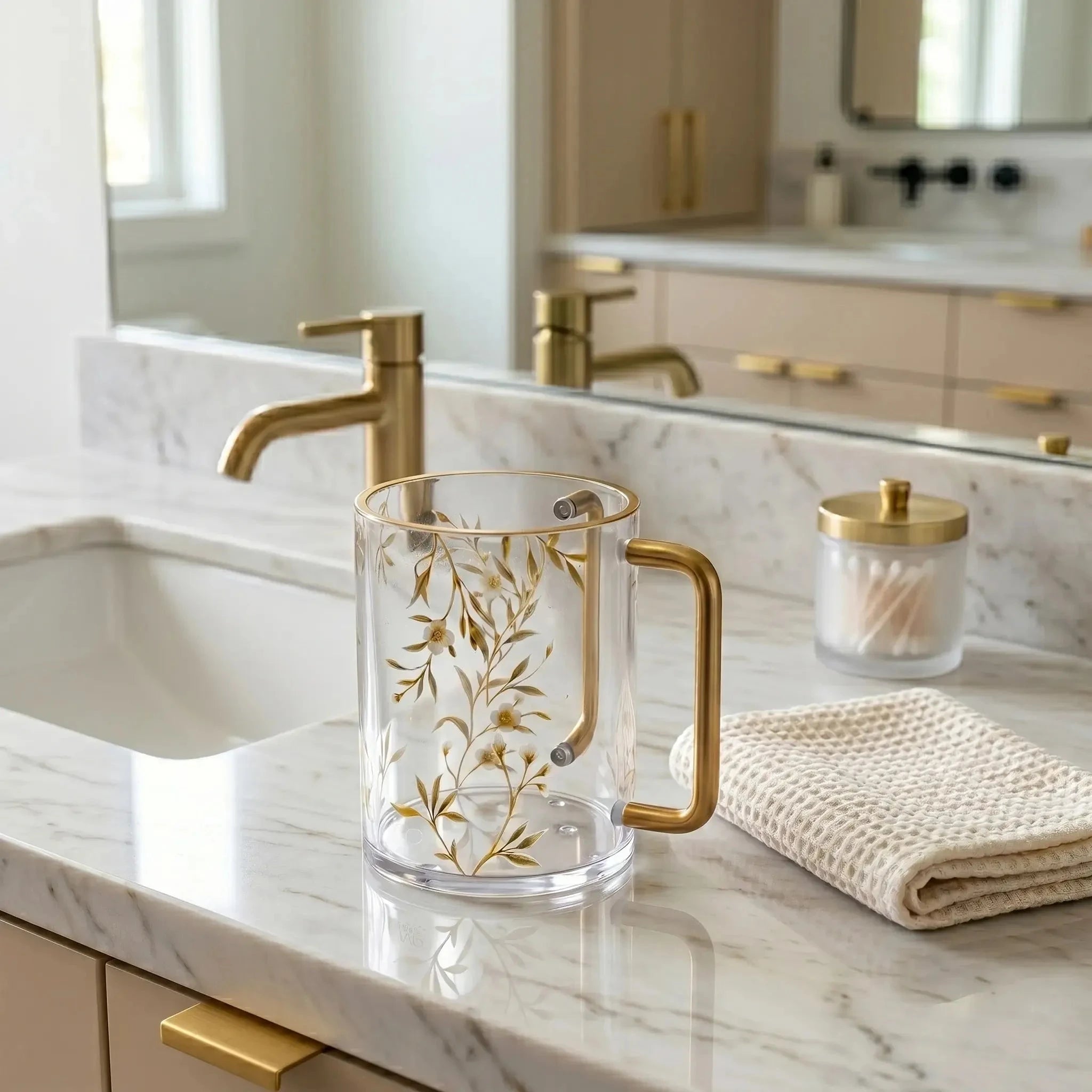Floral Bird Washing Cup — detail view | Judaica Square Lakewood