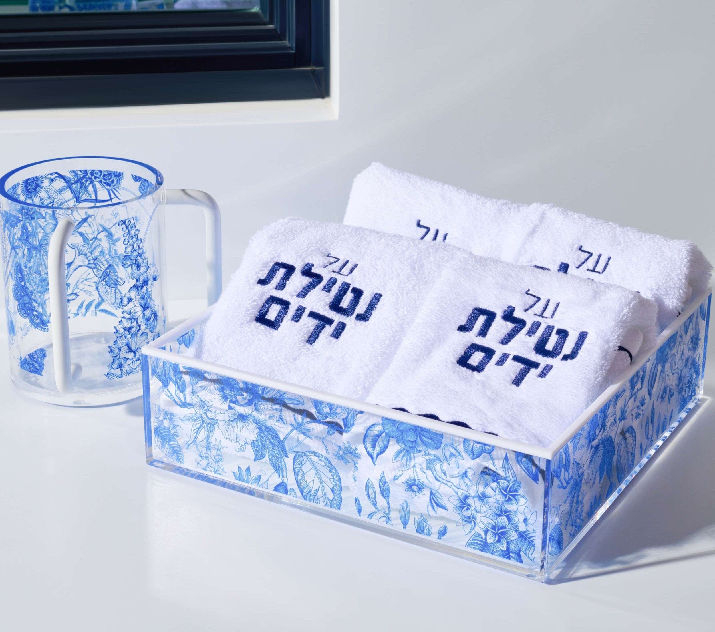 French Toile Salad Bowl — detail view | Judaica Square Lakewood