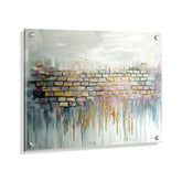 Harmony at the Wall: Serene Abstract Canvas Art, Calming Blue Tones, Large