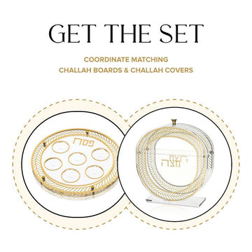 Herringbone Seder Plate & Matzah Box Set — Acrylic Pesach (Waterdale Collection)