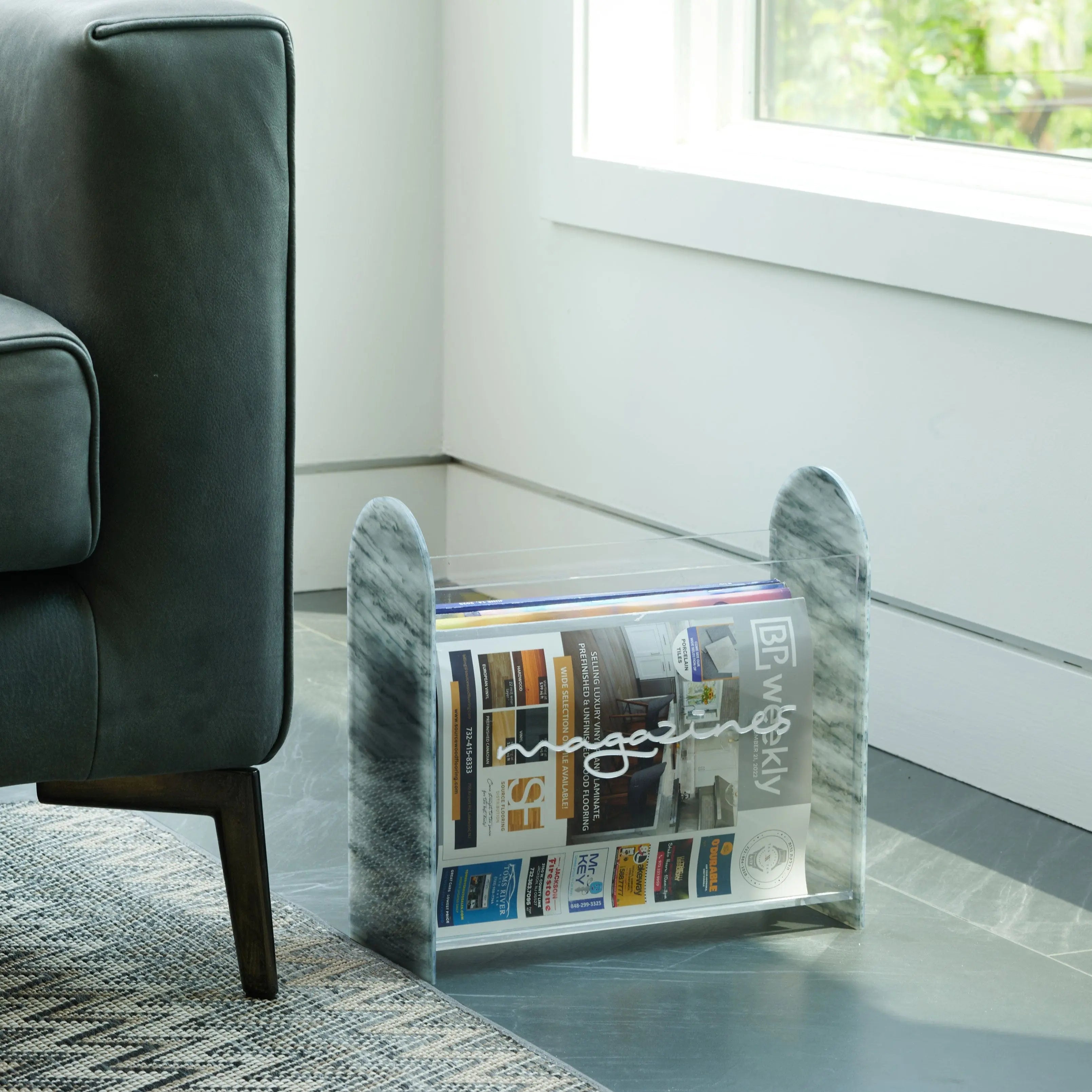 Magazine Rack — detail view | Judaica Square Lakewood