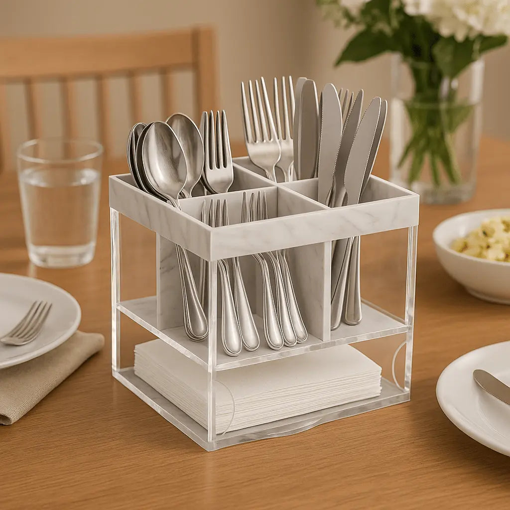 Marble Swivel Silverware Caddy | Judaica Square Lakewood