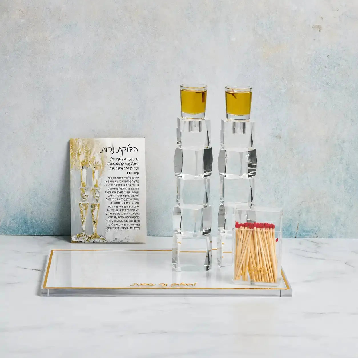 Painted Gold Candles Tabletop Hadlokas Neiros | Judaica Square Lakewood